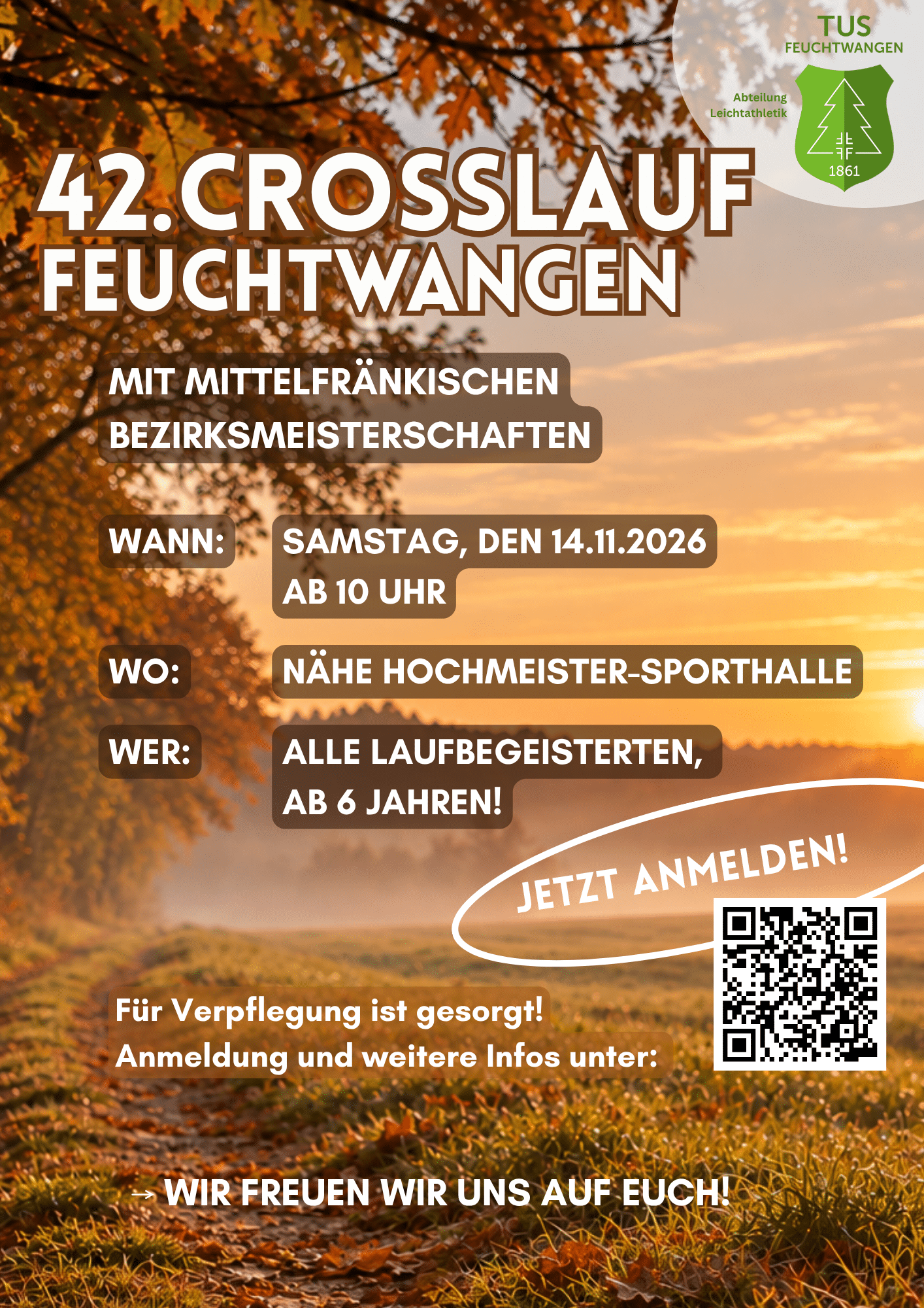 Mittelfränkische Bezirksmeisterschaften im Crosslauf im Rahjem des 42. Feuchtwanger Crosslaufs